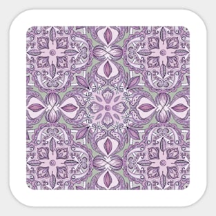 Lavender & Grey - Colored Crayon Floral Pattern Sticker